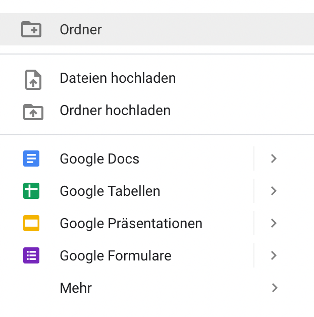 Google Drive Ordner erstellen