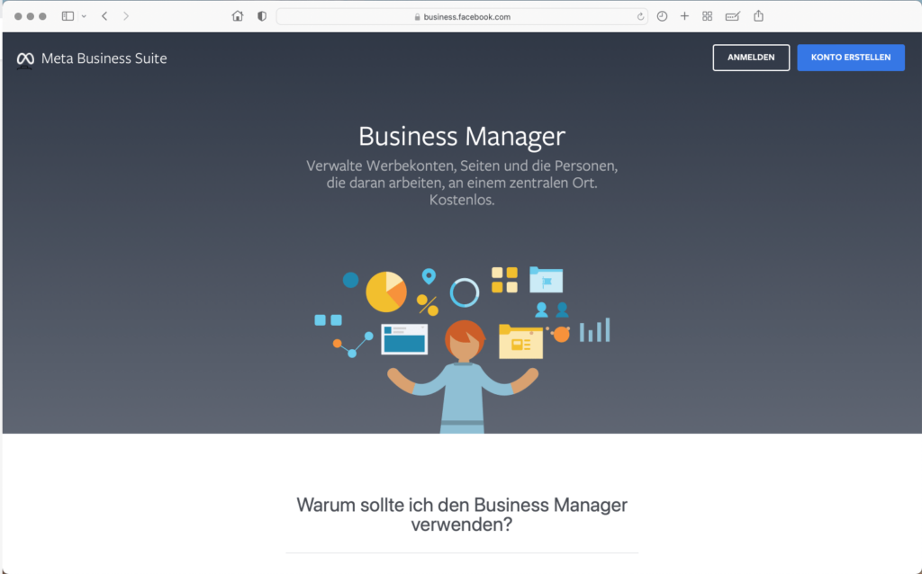 Screenshot Meta Business Manager einrichten